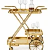 Velora Luxe bar trolley with bottle holder and gold frame