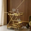 Velora Luxe bar trolley with bottle holder and gold frame
