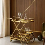 Velora Luxe bar trolley with bottle holder and gold frame