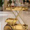 Velora Luxe bar trolley with bottle holder and gold frame