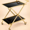 Veyra Luxe X frame serving trolley with gold finish