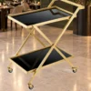 Veyra Luxe X frame serving trolley with gold finish