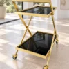 Veyra Luxe X frame serving trolley with gold finish