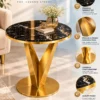 Veyra V black marble side table with sculptural gold base