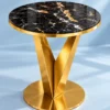 Veyra V black marble side table with sculptural gold base