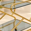 Zevora Luxe cross frame glass serving trolley with gold frame