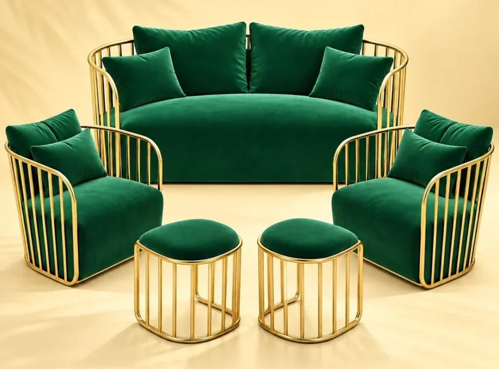 Golden Grace Contemporary Metal Sofa in living room
