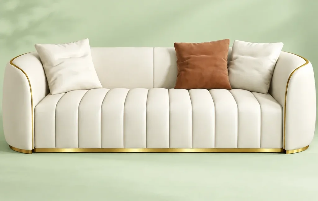 Pure Comfort Modern 3-Seater Sofa Set in White Faux Leather for Living Room