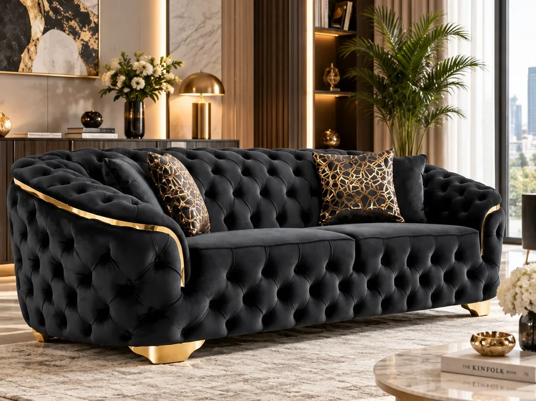 Luxury Living Room Sofa Set – Classic Chesterfield Style with Modern Luxury Design at Alliance International Store