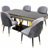 Arcora Luxe black marble dining table with gold base front view