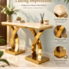Arvexa Luxe double X base marble console table with gold stainless steel design features