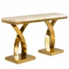 Arvexa Luxe double X base marble console table with twin gold stainless steel pedestals