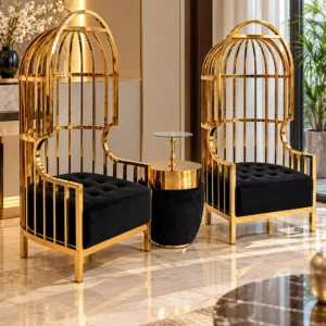 Gold Stainless Steel Accent Chair