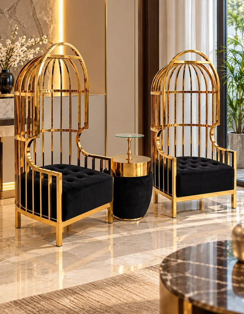 Gold Stainless Steel Accent Chair
