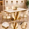 Cavelle Arc luxury marble dining table with sculptural gold base