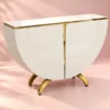 Modern half moon console table with storage and marble top