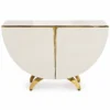 Cresara Luxe half moon console table with storage front view