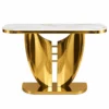 Eloria gold marble console table front view on white background