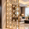 Quatrefoil premix glas partition installed beside a modern luxury living room