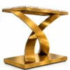 Helixa Luxe X base marble console table with gold stainless steel frame