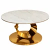 Lunara crescent base marble centre table front view on white background