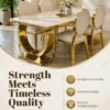 Lunora luxury marble dining table with sculptural gold base