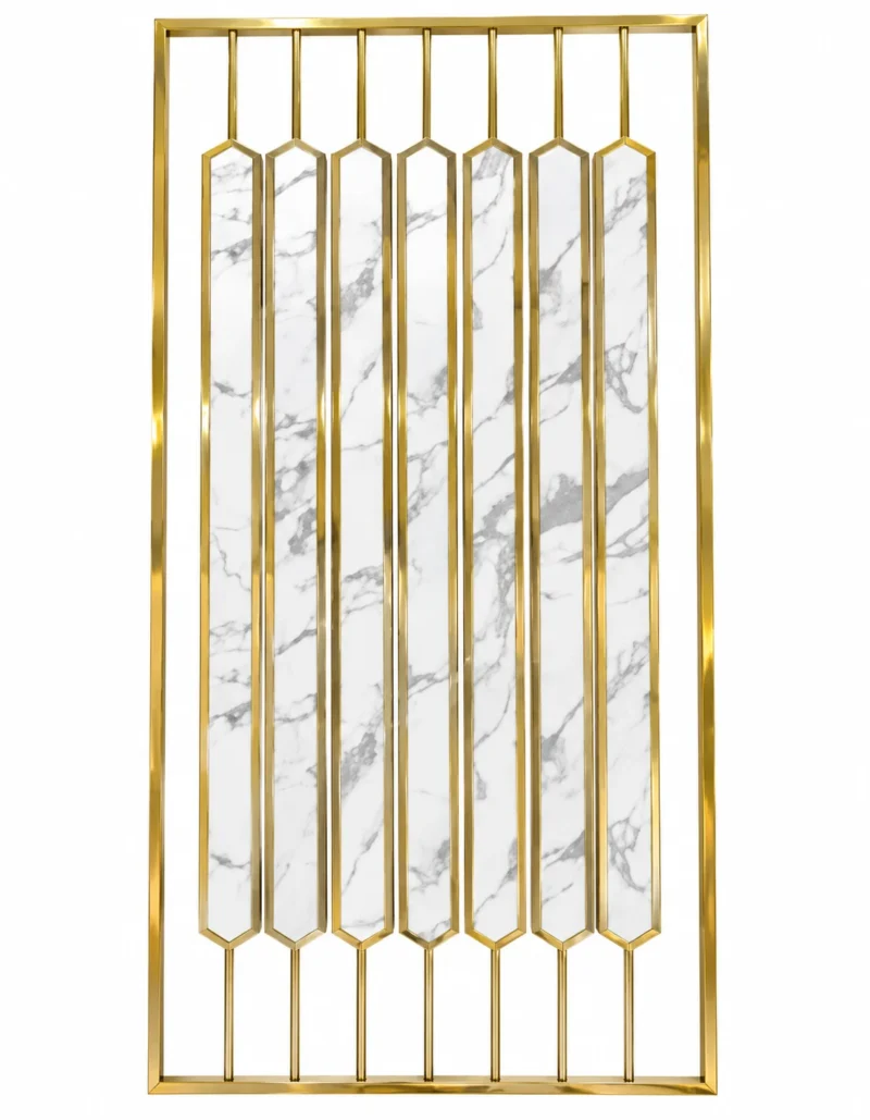 Marvella Hex Luxe marble design stainless steel partition with gold PVD frame