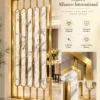 Marvella Hex Luxe gold PVD partition feature graphic showing premium stainless steel detailing