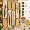 Mayura peacock design room partition with gold stainless steel frame and artistic panels