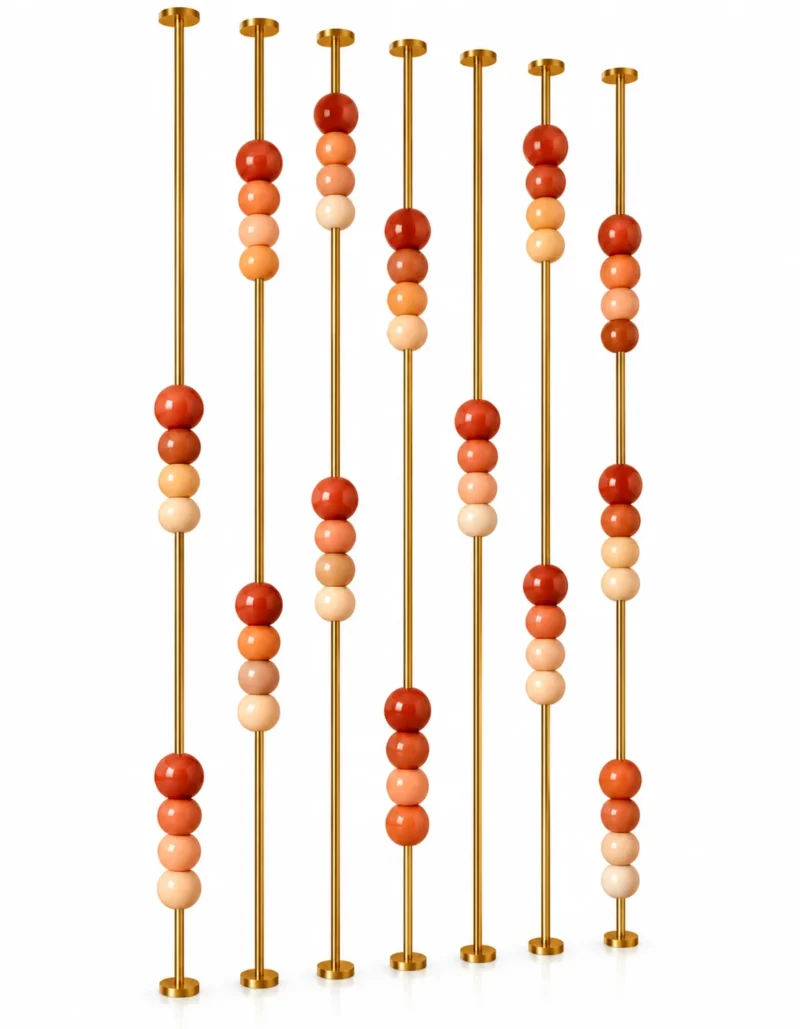 Mireva marble bead room partition with gold stainless steel rods