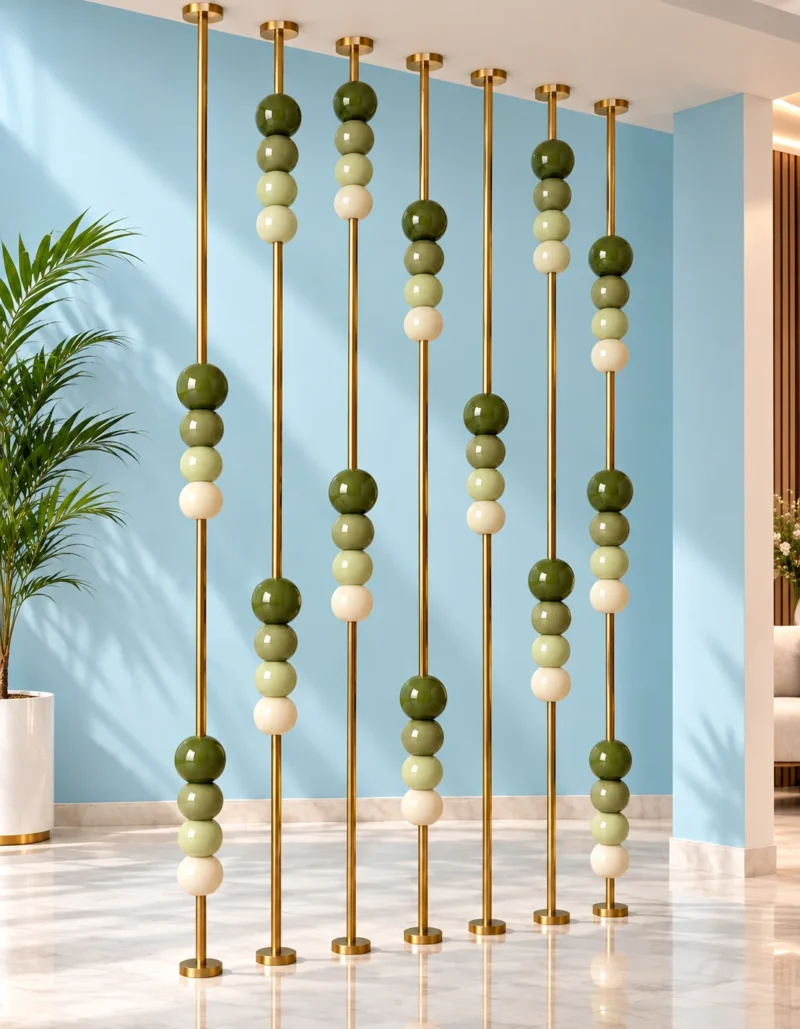 Olive green marble bead room partition colour variant