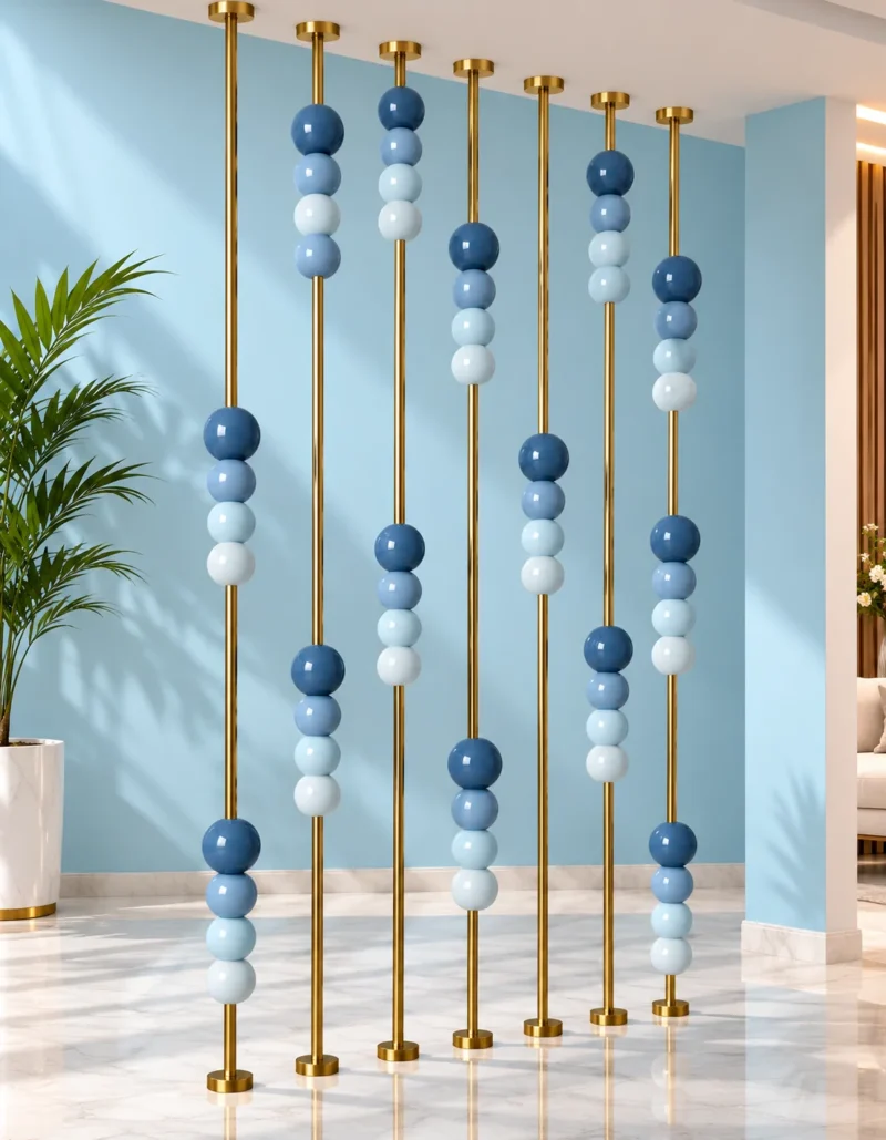 Dusty blue marble bead room partition colour variant