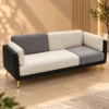 Monvera modern two tone sofa with cream and grey fabric upholstery