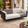 Monvera designer sofa with cream grey upholstery and black outer frame