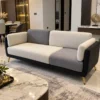 Cream and grey luxury sofa for living room with gold finish legs