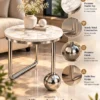 Orviana Luxe silver sphere marble side table with stainless steel frame and premium product features