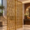 Rectara Luxe decorative metal partition with geometric pattern in luxury foyer
