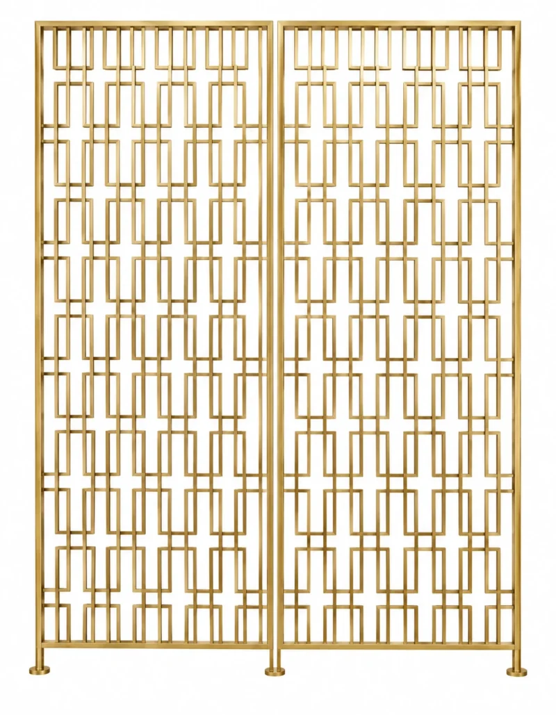 Rectara Luxe geometric stainless steel room divider two panel front view