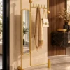 Solvane luxury standing mirror with gold coat rack in modern interior