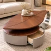 Sylvara leaf centre table with storage drawer in luxury living room