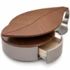 Sylvara leaf centre table with storage on white background
