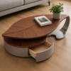Sylvara modern leaf centre table with storage in living room