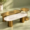 Trivora multi level marble centre table set with oval and round gold tables