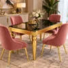 Modern 4 seater black marble dining table with gold legs
