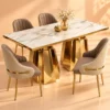 Zeravia luxury marble dining table with four upholstered chairs