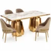 Zeravia double pedestal marble dining table on white background